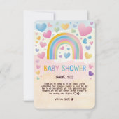 Schattigee Fun Hearts en Rainbow Baby shower Bedankkaart (Voorkant)