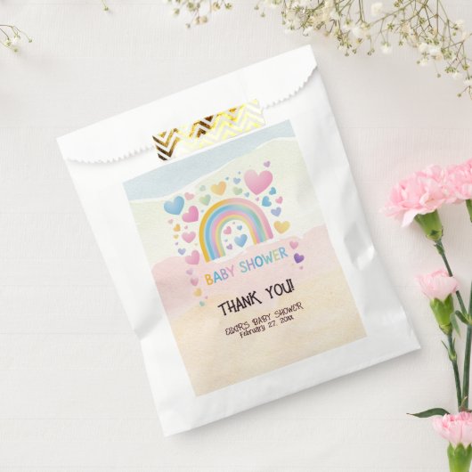 Schattigee Fun Hearts en Rainbow Baby shower Bedankzakje (Gezegeld)