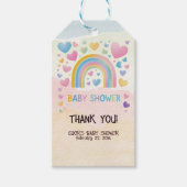 Schattigee Fun Hearts en Rainbow Baby shower Cadeaulabel (Voorkant)