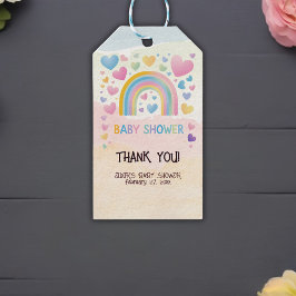 Schattigee Fun Hearts en Rainbow Baby shower Cadeaulabel