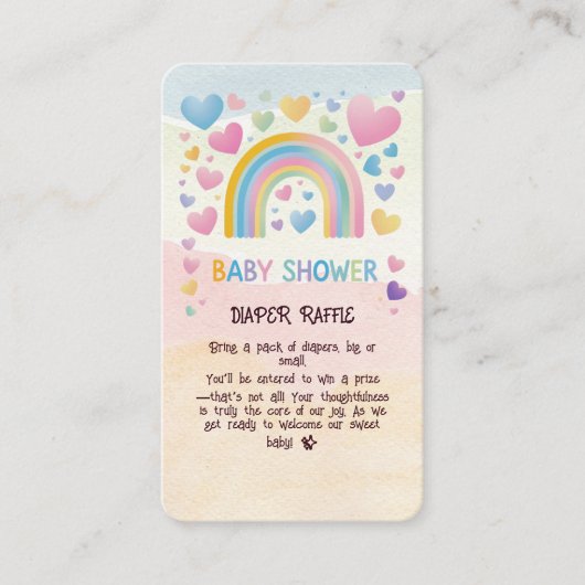 Schattigee Fun Hearts en Rainbow Baby shower Informatiekaartje (Voorkant)