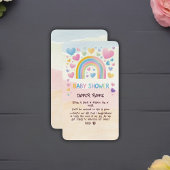 Schattigee Fun Hearts en Rainbow Baby shower Informatiekaartje