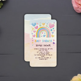 Schattigee Fun Hearts en Rainbow Baby shower Informatiekaartje