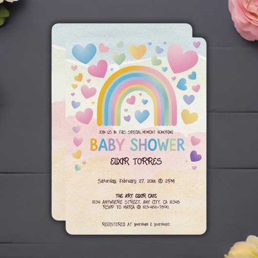 Schattigee Fun Hearts en Rainbow Baby shower Kaart