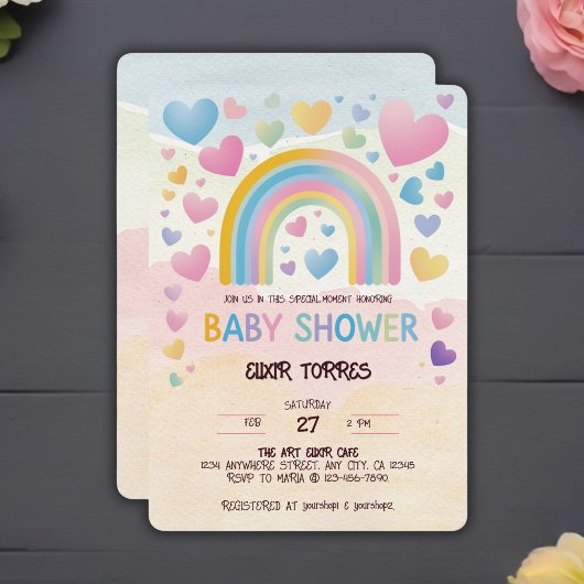 Schattigee Fun Hearts en Rainbow Baby shower Kaart