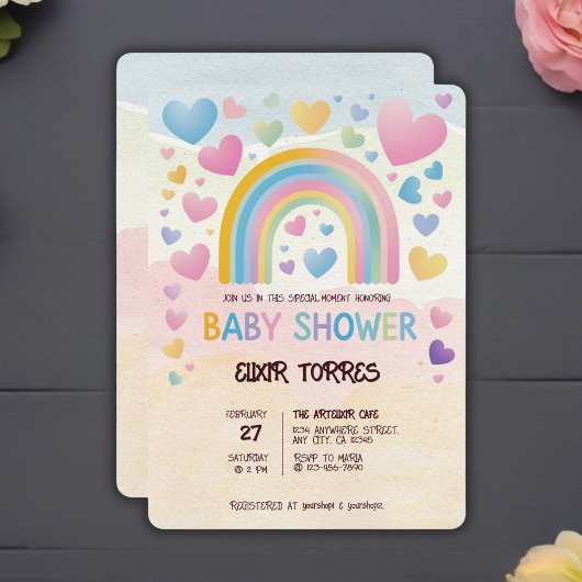 Schattigee Fun Hearts en Rainbow Baby shower Kaart