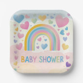 Schattigee Fun Hearts en Rainbow Baby shower Papieren Bordje (Voorkant)