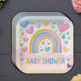 Schattigee Fun Hearts en Rainbow Baby shower Papieren Bordje