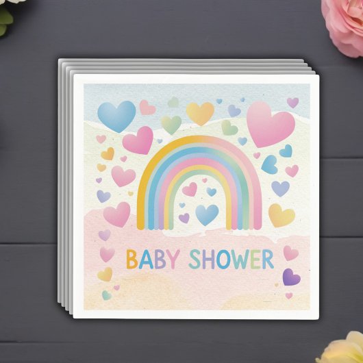 Schattigee Fun Hearts en Rainbow Baby shower Servet