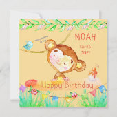 Schattigee Fun Monkey Eerste Verjaardag Kaart (Voorkant)
