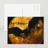 Schattigee Fun Scary Happy Halloween Bat en Full M Feestdagenkaart (Voorkant / Achterkant)