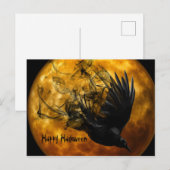 Schattigee Fun Scary Happy Halloween Crow en Full  Feestdagenkaart (Voorkant / Achterkant)
