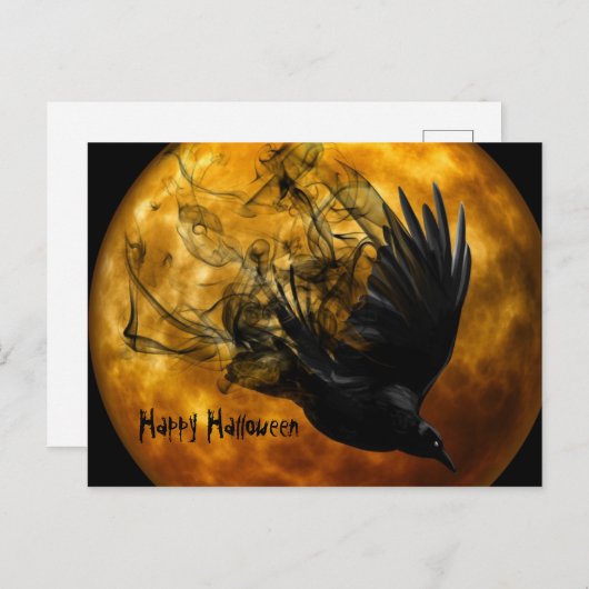 Schattigee Fun Scary Happy Halloween Crow en Full Feestdagenkaart (Voorkant / Achterkant)