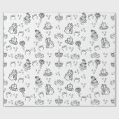 Schattigee funky grillige hand getrokken bruiloft cadeaupapier (Vlak)