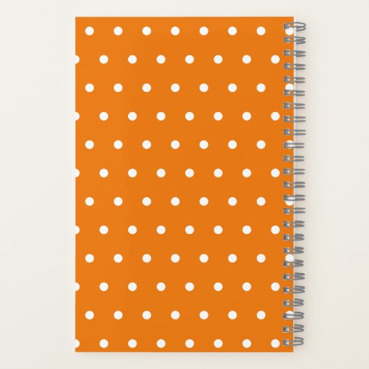 Schattigee Funky Oranje Polka Dots Custom Script Notitieboek (Achterkant)