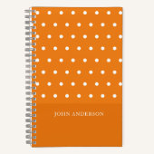 Schattigee Funky Oranje Polka Dots Custom Script Notitieboek (Voorkant)