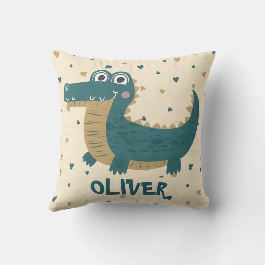 Schattigee Funny Baby Alligator Gepersonaliseerd Kussen (Achterkant)