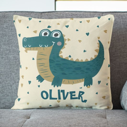 Schattigee Funny Baby Alligator Gepersonaliseerd Kussen