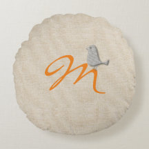 Schattigee Funny Bird Linen Look Monogrammed Kusse
