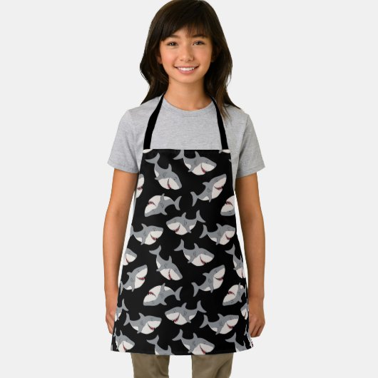 Schattigee Funny Black Grey Grote Witte Haai Schort (Insitu)