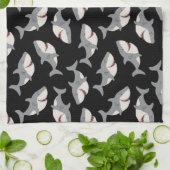 Schattigee Funny Black Grey Grote Witte Haai Theedoek (Gevouwen)