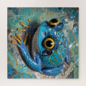Schattigee Funny Blue Frog puzzel Legpuzzel (Horizontaal)