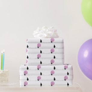 Schattigee Funny Bubblegum Vogels op een Draadpatr Cadeaupapier
