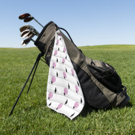 Schattigee Funny Bubblegum Vogels op een Draadpatr Golfhanddoek