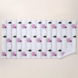 Schattigee Funny Bubblegum Vogels op een Draadpatr Strandlaken