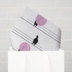 Schattigee Funny Bubblegum Vogels op een Draadpatr Tissuepapier