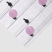 Schattigee Funny Bubblegum Vogels op een Draadpatr Tissuepapier (Detail)