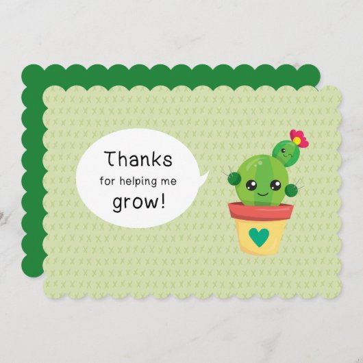 Schattigee Funny Cactus Bedankt voor mij helpen gr Feestdagenkaart (Voorkant / Achterkant)