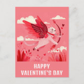Schattigee Funny Cat Cupid Valentijnsdag Briefkaart (Voorkant)