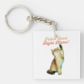 Schattigee Funny Cat Typografie met Speelse Kitten Sleutelhanger (Voorkant)