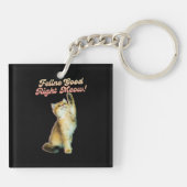 Schattigee Funny Cat Typografie met Speelse Kitten Sleutelhanger (Achterkant)