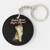 Schattigee Funny Cat Typografie met Speelse Kitten Sleutelhanger (Achterkant)