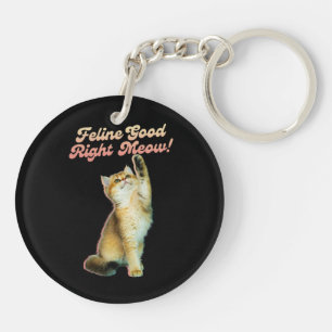 Schattigee Funny Cat Typografie met Speelse Kitten Sleutelhanger