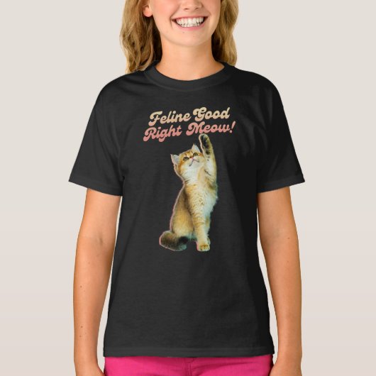 Schattigee Funny Cat Typografie met Speelse Kitten T-shirt (Voorkant)