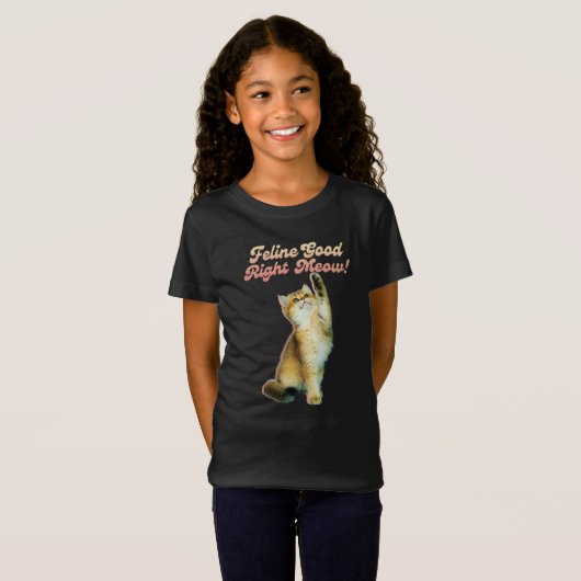 Schattigee Funny Cat Typografie met Speelse Kitten T-shirt (Voorkant volledig)