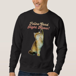 Schattigee Funny Cat Typografie met Speelse Kitten Trui
