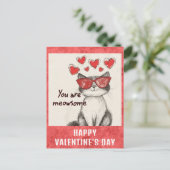 Schattigee Funny Cat Valentijnsdag Hearts Briefkaart (Staand voorkant)