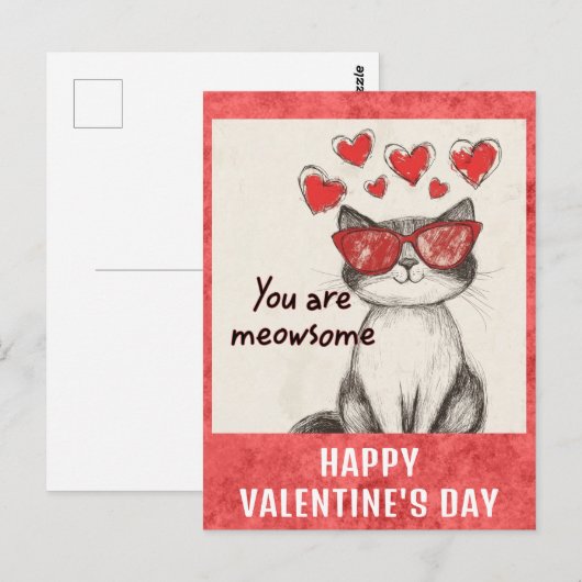 Schattigee Funny Cat Valentijnsdag Hearts Briefkaart (Voorkant / Achterkant)