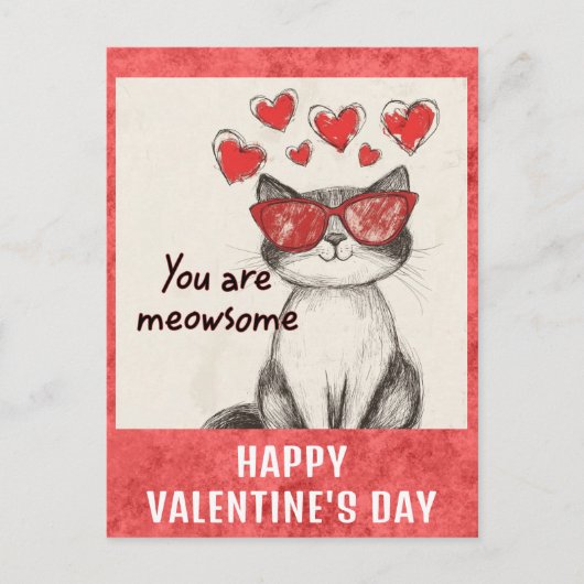 Schattigee Funny Cat Valentijnsdag Hearts Briefkaart (Voorkant)
