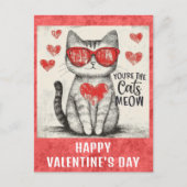 Schattigee Funny Cat Valentijnsdag Hearts Briefkaart (Voorkant)