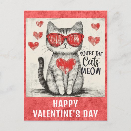 Schattigee Funny Cat Valentijnsdag Hearts Briefkaart (Voorkant)