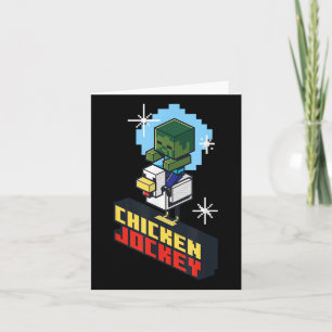 Schattigee Funny Chicken Jockey Pixel Graphic Ridi Kaart
