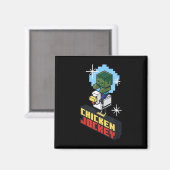Schattigee Funny Chicken Jockey Pixel Graphic Ridi Magneet (Voorkant / Achterkant)