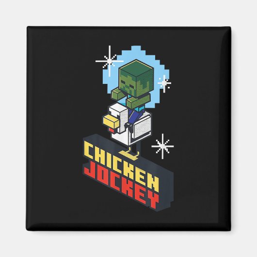 Schattigee Funny Chicken Jockey Pixel Graphic Ridi Magneet (Voorkant)