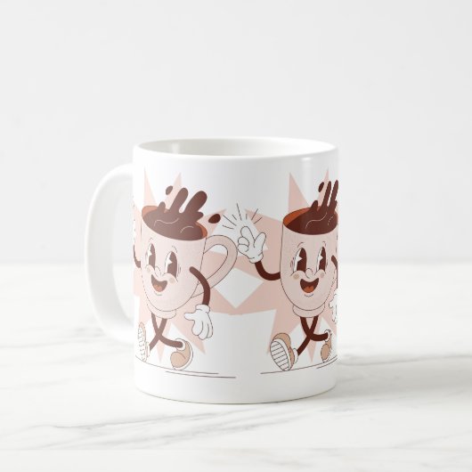 Schattigee Funny Coffee Cartoon Koffiemok (Voorkant links)