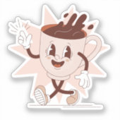 Schattigee Funny Coffee Cartoon Sticker (Voorkant)
